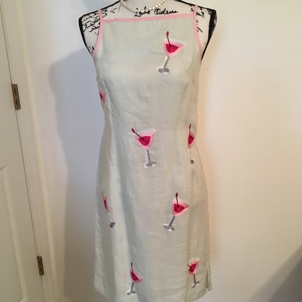 CJ Laing Linen Martini Print Dress